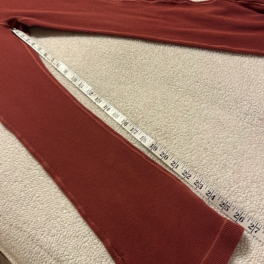 Free People Under the Stars Slim Flare Thermal Pants Rosewood Red Pink